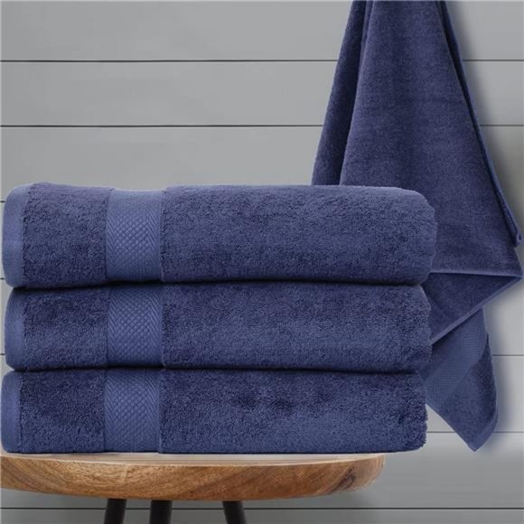 Bath Towels Blue 100% Cotton 27x54 - 4 Shower Towel Set - Picture 6 of 6